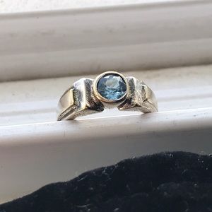 Sterling silver ring with blue stone.